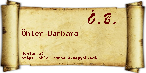 Öhler Barbara névjegykártya